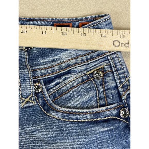 Rock Revival Jeans Womens 27 Blue Patti Boot Low Rise Cut Off Raw Hem Denim - Picture 6 of 16